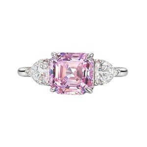 Asscher Cut Pink Diamond .925 Sterling Silver Ring The Jamielee